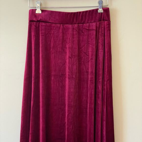 Vintage M wine red maxi skirt velvet metallic sheen classic pink BRATZ - Picture 6 of 7